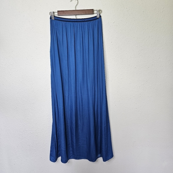 Zara Basic Maxi Skirt Womens Small Lighweight Fairy Flowy Peacock Blue Travel - Picture 7 of 9